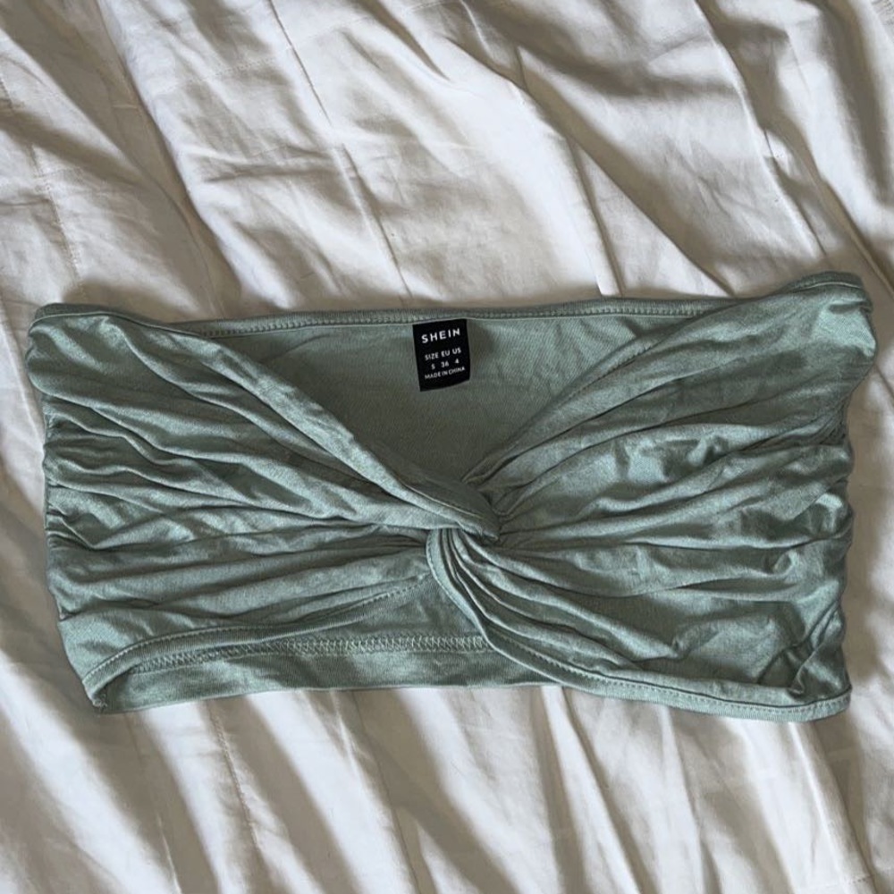 Shein light green twist front cropped bandeau top